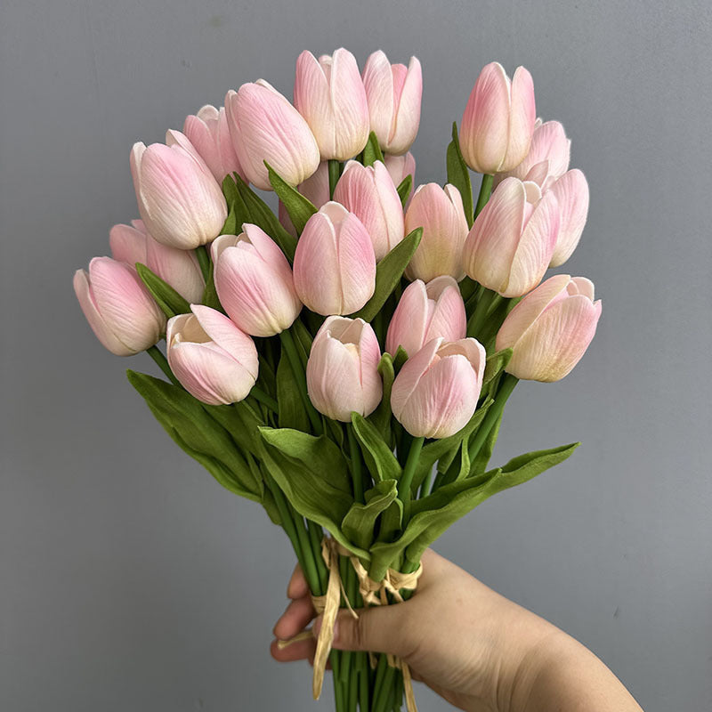 Artificial PU Tulips Bouquet – Real Touch Flowers for Weddings & Home Décor