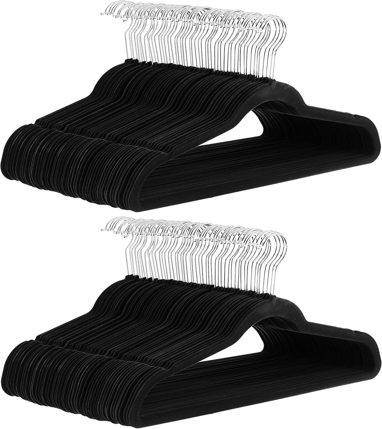 Non-Slip Velvet Hangers - 100 Black Slim Suit Clothes