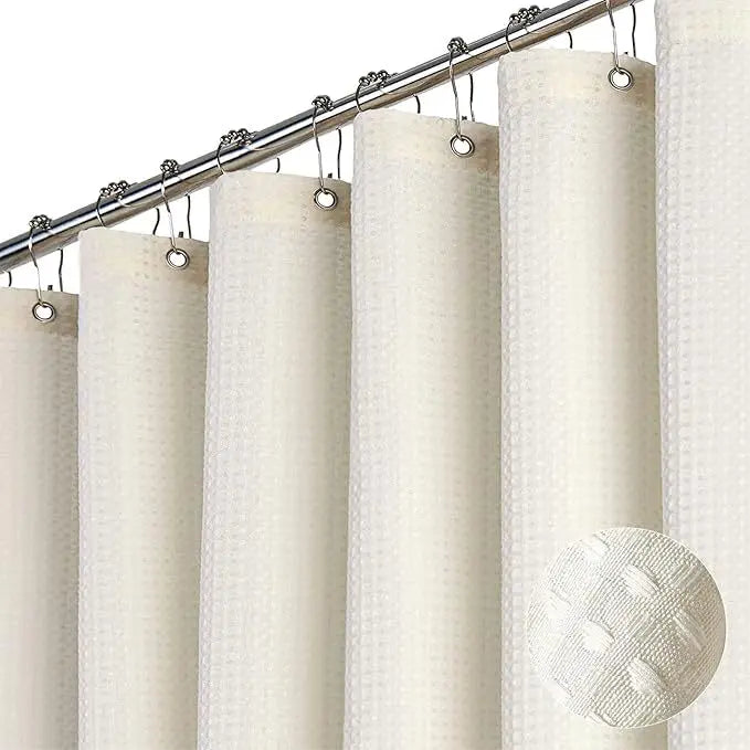 Waffle Waterproof Shower Curtain - Washable & Mildew Resistant