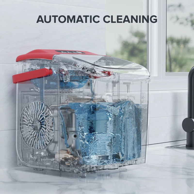 Auseo Compact Ice Maker with Self-Cleaning – 26 lbs/Day, 9 Cubes in 6 Minutes