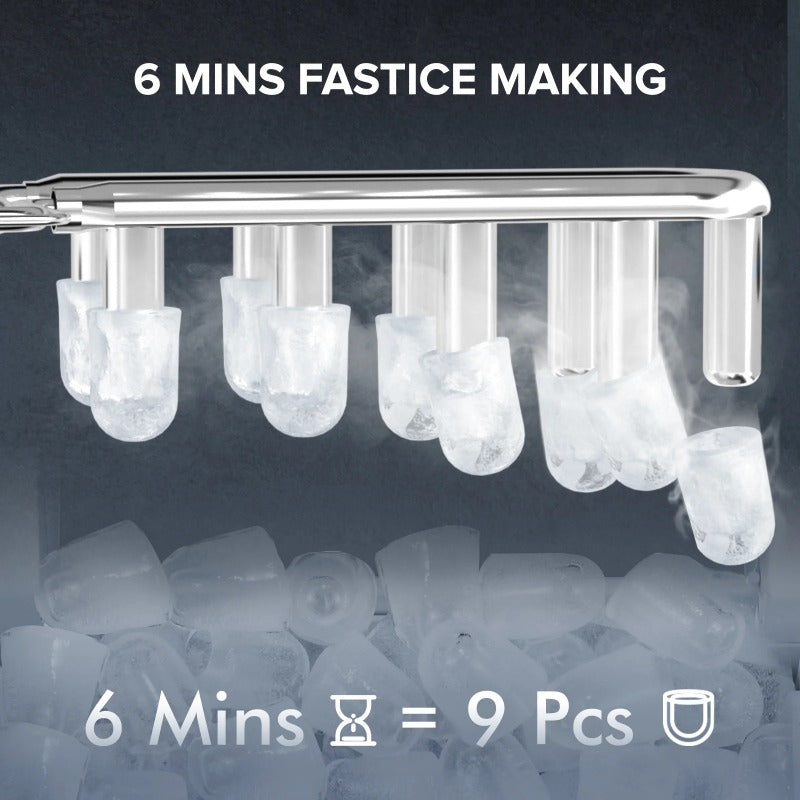 Auseo Compact Ice Maker with Self-Cleaning – 26 lbs/Day, 9 Cubes in 6 Minutes