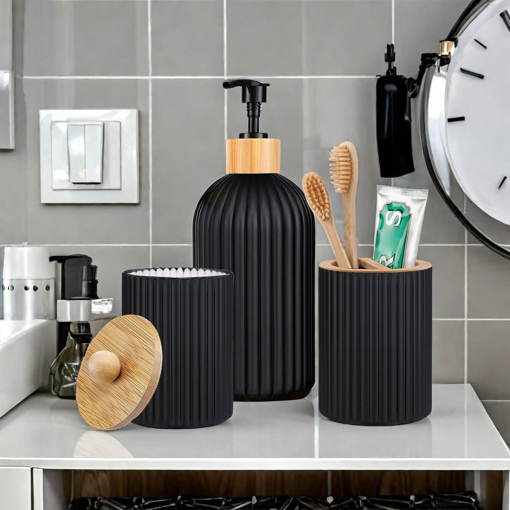 Hand Soap Dispenser & Cotton Ball Storage for Bathroom