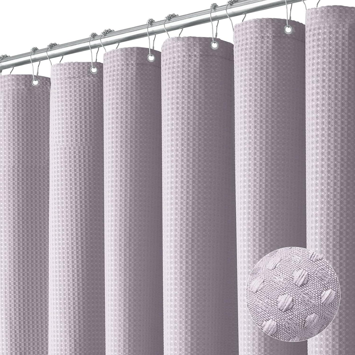 Waffle Waterproof Shower Curtain - Washable & Mildew Resistant