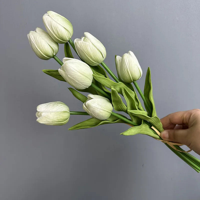 Artificial PU Tulips Bouquet – Real Touch Flowers for Weddings & Home Décor
