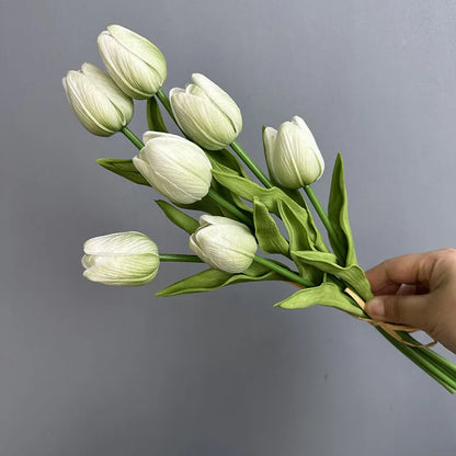 Artificial PU Tulips Bouquet – Real Touch Flowers for Weddings & Home Décor