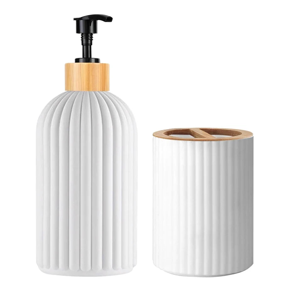 Hand Soap Dispenser & Cotton Ball Storage for Bathroom