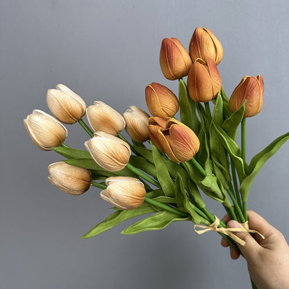 Artificial PU Tulips Bouquet – Real Touch Flowers for Weddings & Home Décor