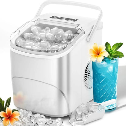 Auseo Compact Ice Maker with Self-Cleaning – 26 lbs/Day, 9 Cubes in 6 Minutes