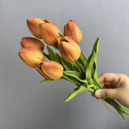 Artificial PU Tulips Bouquet – Real Touch Flowers for Weddings & Home Décor