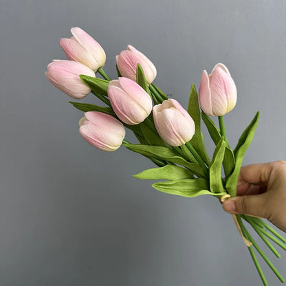 Artificial PU Tulips Bouquet – Real Touch Flowers for Weddings & Home Décor