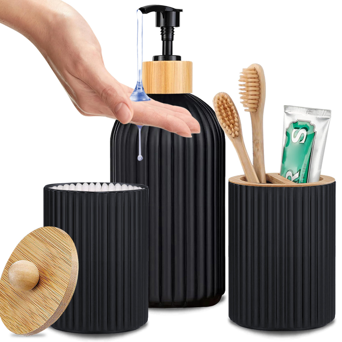 Hand Soap Dispenser & Cotton Ball Storage for Bathroom