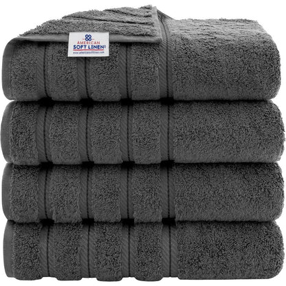 Turkish Cotton Bath Towels - Luxury 4 Piece Set, 600 GSM