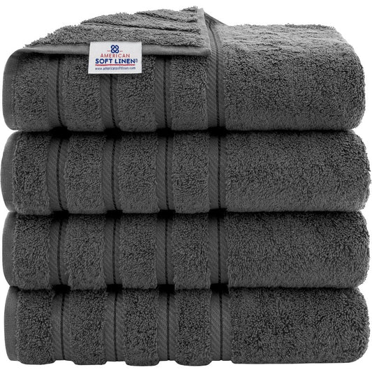 Turkish Cotton Bath Towels - Luxury 4 Piece Set, 600 GSM